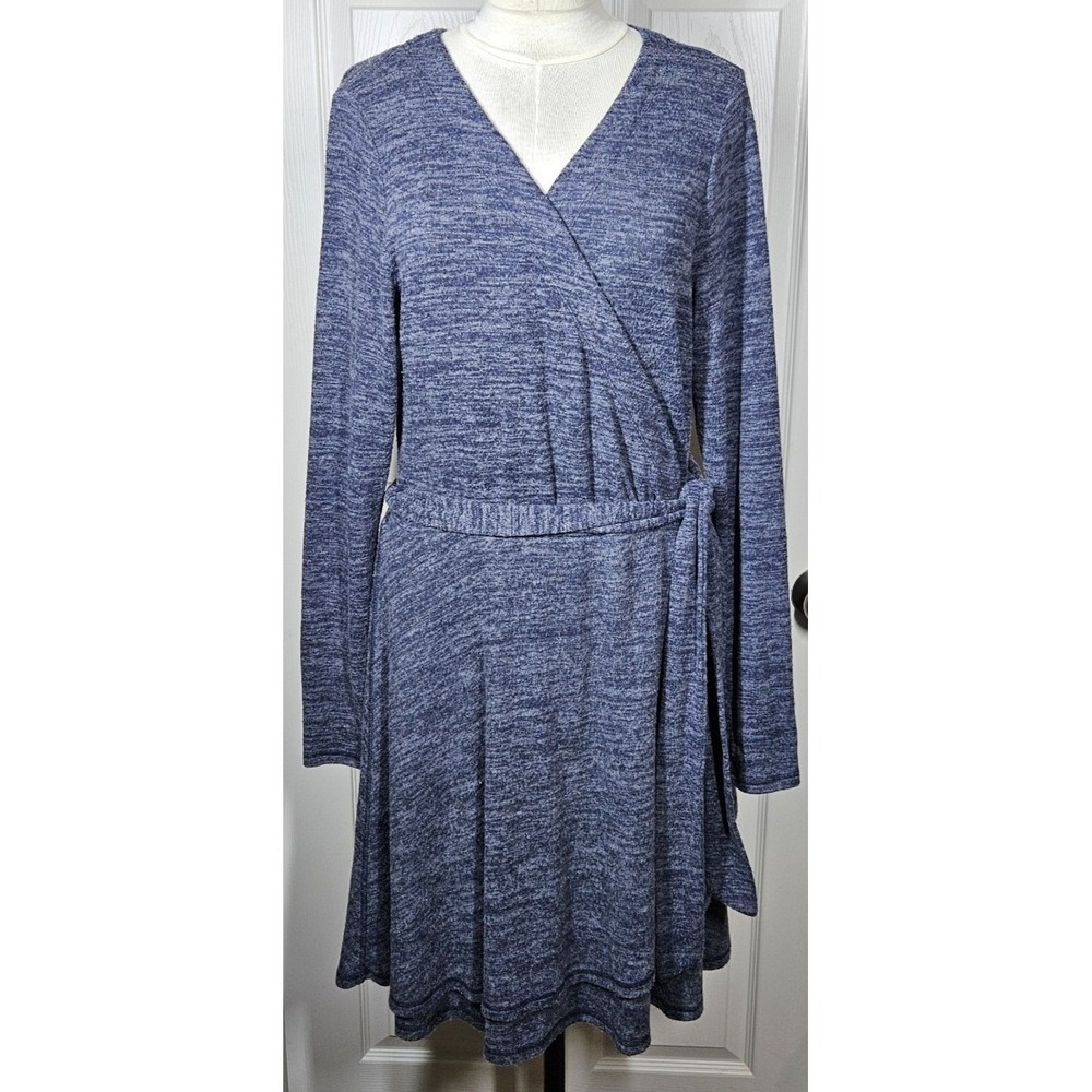 Anthropologie Saturday Sunday Cloud Fleece Wrap Dress M Heathered Blue Soft Cozy